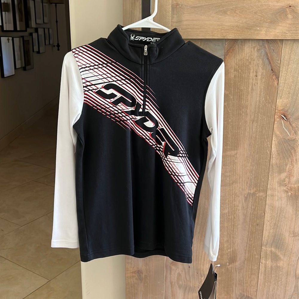 🆕 Boys racer cotton T Neck, kids large, winter, ski, snowboard